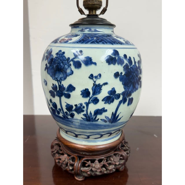 Chinoiserie Porcelain Ginger Jar Table Lamp Vintage For Sale In San Francisco - Image 6 of 12