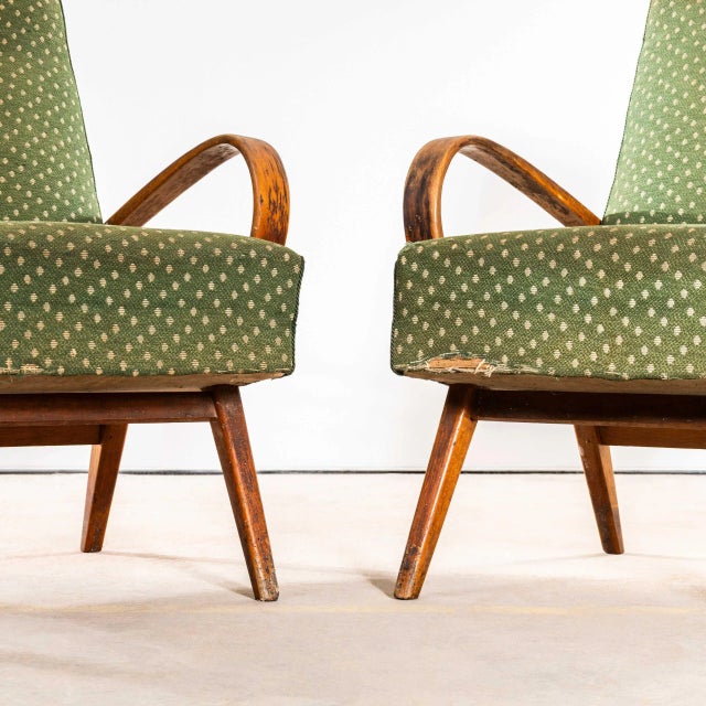 1950s Armchair in Chevron Slub Jacquard Upholstery by Jaroslav Šmídek, 1950s For Sale - Image 5 of 10