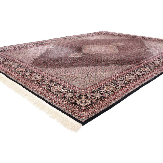 79096 Vintage Chinese Mahi Tabriz Rug, 09'00 x 12'03. This vintage Chinese Mahi Tabriz rug is a masterpiece of traditional...