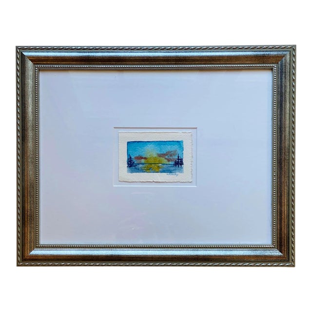 "Glacier" Original Miniature Watercolor Landscape by Michelle Owenby For Sale