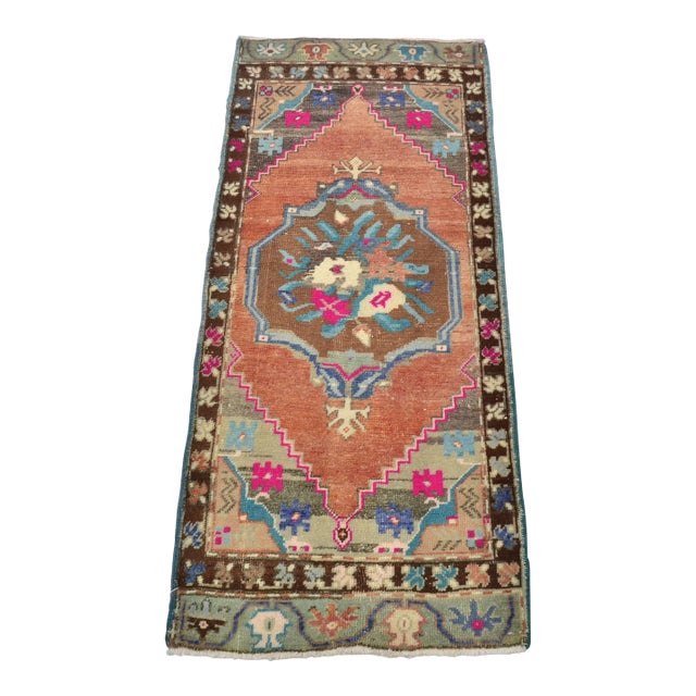 Multicolor Vintage Hand Knotted Small Rug For Sale