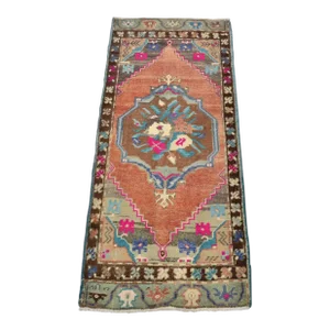 Multicolor Vintage Hand Knotted Small Rug
