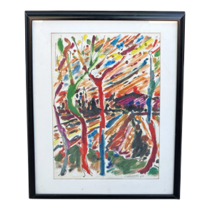 Original John Kalamaras Colorful Watercolor Landscape Painting
