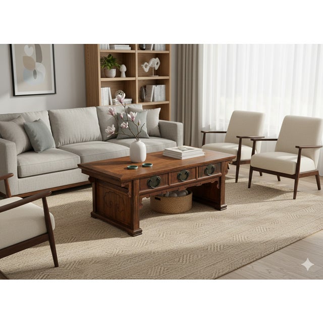 Oriental Rectangular Rosewood Charm Patina 3 Drawers Coffee Table For Sale - Image 13 of 15