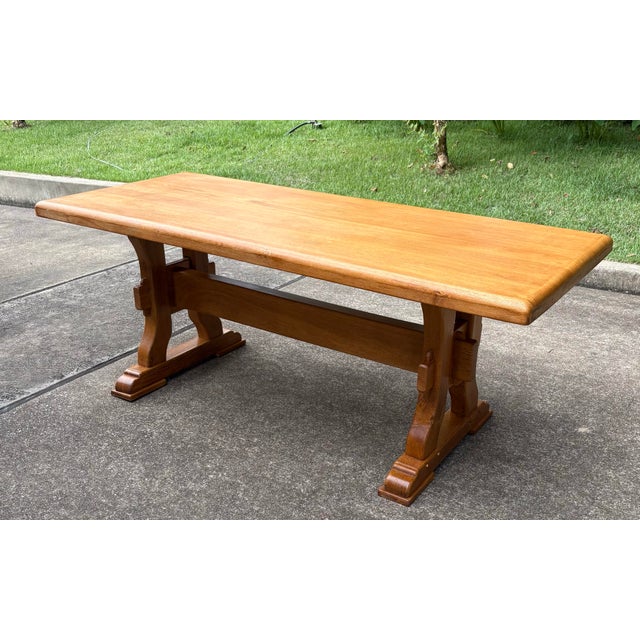 Vintage French Country Trestle Dining Table For Sale - Image 4 of 12