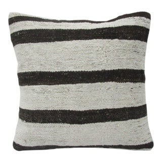 Brown & White Hemp Striped Kilim Pillow For Sale