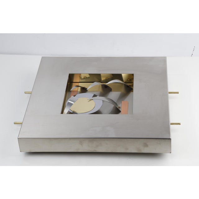 Vintage Modern Stainless Steel Abstract Wall Sculpture 16” X 16” Curtis Jere Style For Sale - Image 9 of 10