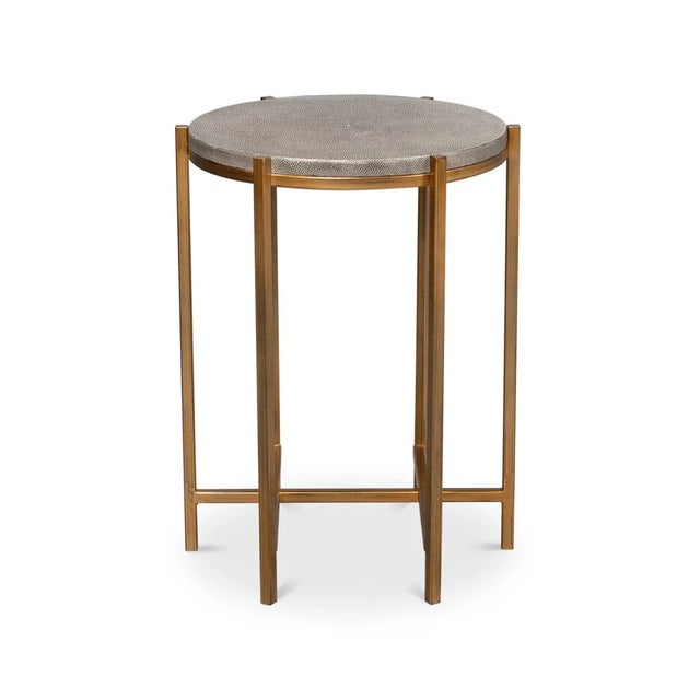 2020s Gray Leather Top Accent Table For Sale - Image 5 of 12