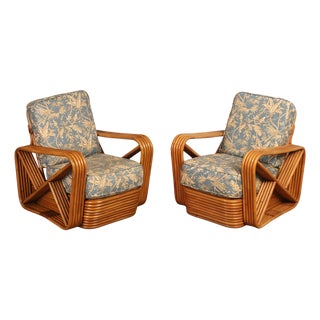 Paul Frankl Pair Of Pretzel Rattan Lounge Chairs For Sale