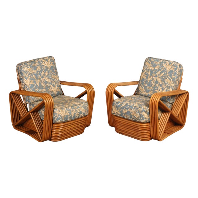 Paul Frankl Pair Of Pretzel Rattan Lounge Chairs For Sale