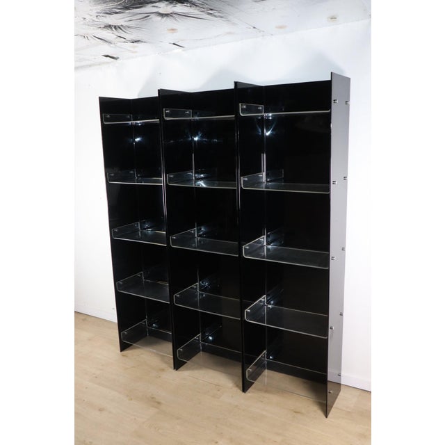 Black Vintage Space Age Bookcase in Black and Clear Acrylic Glass, 1970s For Sale - Image 8 of 18