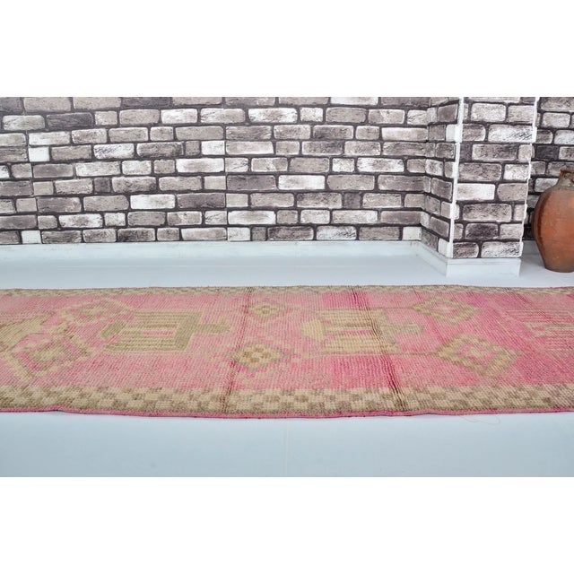 Soft Pink Vintage Runner Rug For Sale In Phoenix - Image 6 of 10