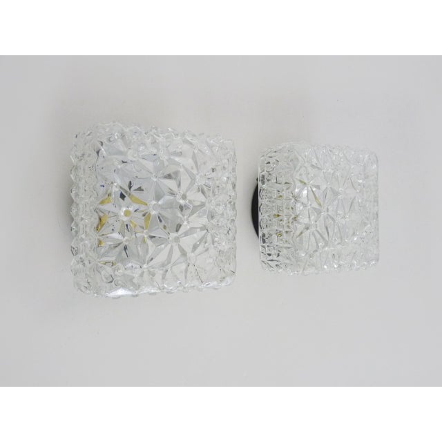 Glass and Metal Wall Sconces, 1960s, Set of 2 For Sale - Image 4 of 9