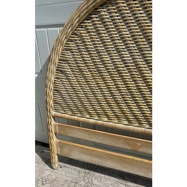 Tan Vtg. Palecek Coastal Style Rattan Queen Size Rounded Headboard For Sale - Image 8 of 13