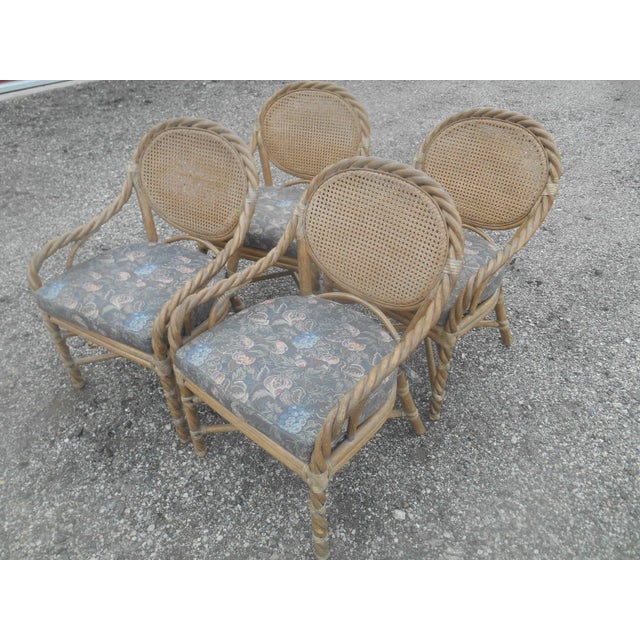 Brown Rare Vintage McGuire Twisted Rattan 5 Piece Dining Set For Sale - Image 8 of 12