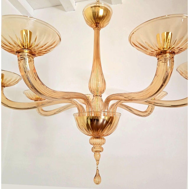 1980s 1980s Amber-Brown Neoclassical Murano Chandelier For Sale - Image 5 of 9