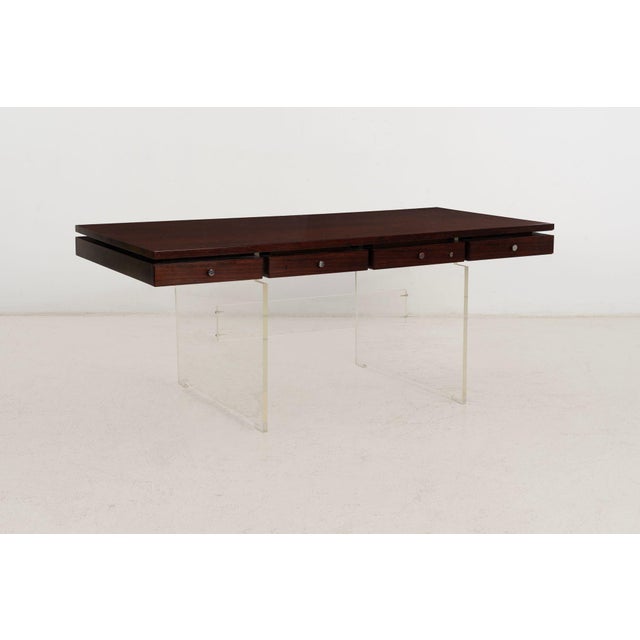 1960s Poul Nørreklit Rosewood and Lucite Executive Desk for Sigurd Hansen, Denmark, 1960s For Sale - Image 5 of 18
