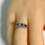 1990s Vintage Platinum Ring Emerald-Cut Diamonds Princess-Cut Sapphires Size 5.5 For Sale - Image 5 of 6