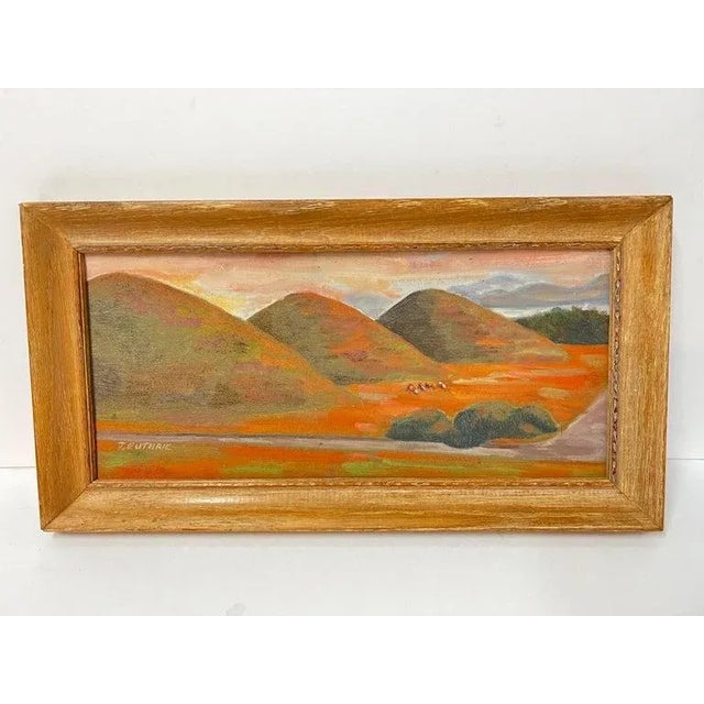 Small Southwestern Oil on Board of Mountains by J Guthrie. Nice desert feel to this colorful palette . Perfect for that...