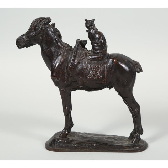 Late 19th Century Emmanuel Fremiet Horse & Cat Bronze Sculpture For Sale - Image 4 of 8