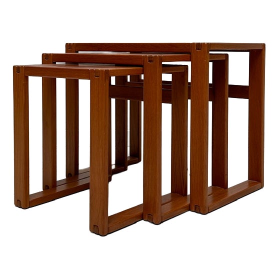 Vintage Mid-Century Danish Teak Nesting Coffee Side Tables, 1970s, Set of 3 For Sale