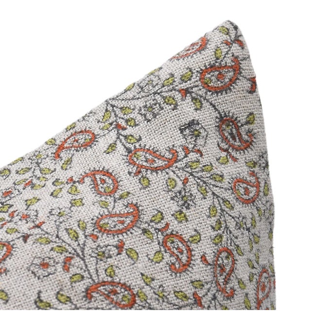 Fabdivine Artisan Block Print Throw Pillow Cover 26x26 Inch Thick Linen-Keri Jaal For Sale - Image 6 of 8