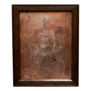 Antique The Carlton Hotel Wall Plaque in Copper, 1907 For Sale