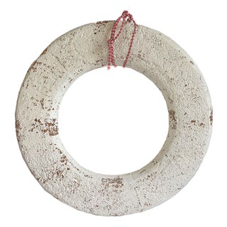 1920s Antique Cork Life Preserver Ring, Coastal Beach House Decor For Sale