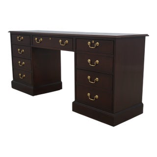 1980s Councill Craftsmen Attributed Mahogany Kneehole File Credenza For Sale