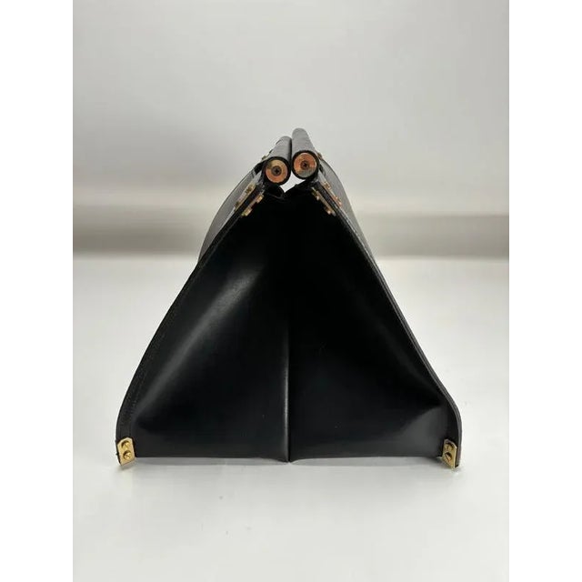 Metal Leather and Brass Dimensionefuoco Firewood Sack by Afra & Tobia Scarpa, Italy, 1980s For Sale - Image 7 of 11