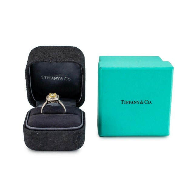 Yellow Tiffany & Co. Soleste Platinum 18k Gold Intense Yellow Diamond Engagement Ring, Size 6 For Sale - Image 8 of 9