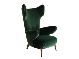 Wingback Chair in Green Mohair by Ottorino Aloisio for Colli, Italy, 1957