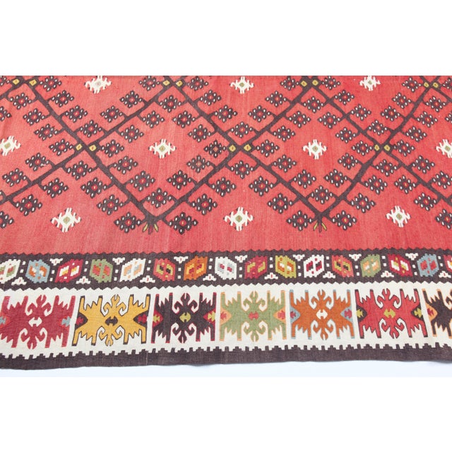 Red 1900s Handwoven Antique Sarkoy Kilim - Fine, Detailed Weave- 5′8″ × 10′8″ For Sale - Image 8 of 12