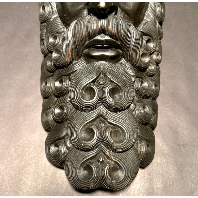 Folk Art Vintage Hand Carved Wood Mexican Barbón Dance Mask For Sale - Image 3 of 8