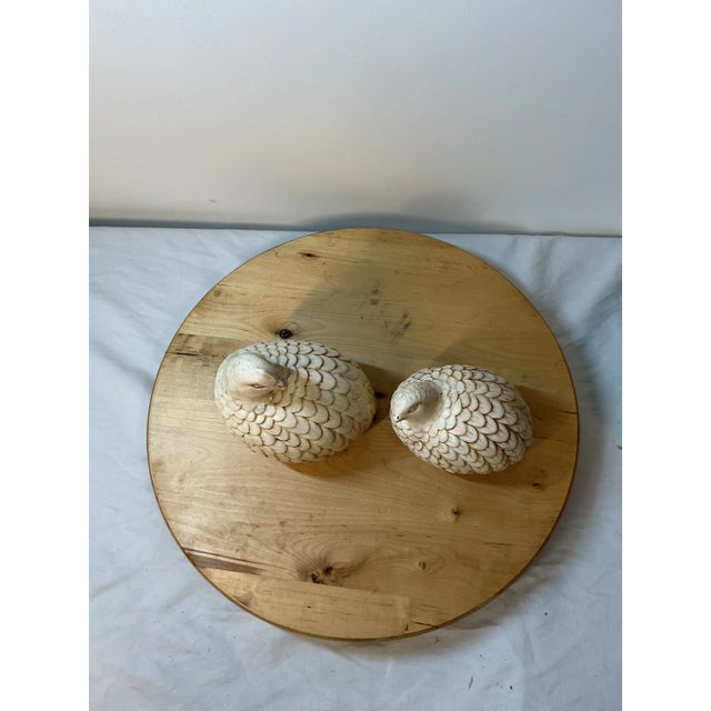 2 Vintage Handmade Ceramic Quail Hen Chick Birds MCM Figurines Artist Signed 1961 For Sale - Image 6 of 12