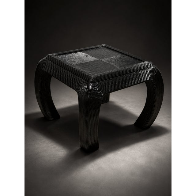 Contemporary Loom Arc Ribbed Sculptural Black Accent Table For Sale - Image 3 of 5