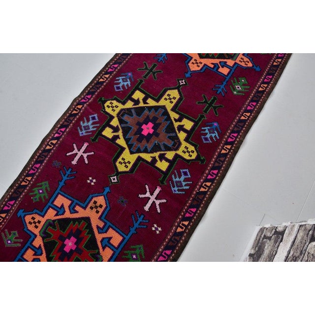 Pink Vintage Antique Hallway Runner Rug For Sale - Image 8 of 10