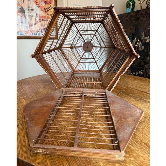 Beautiful Decorative Large Antique Wooden Ornate Pagoda Style Bird Cage For Sale - Image 17 of 18