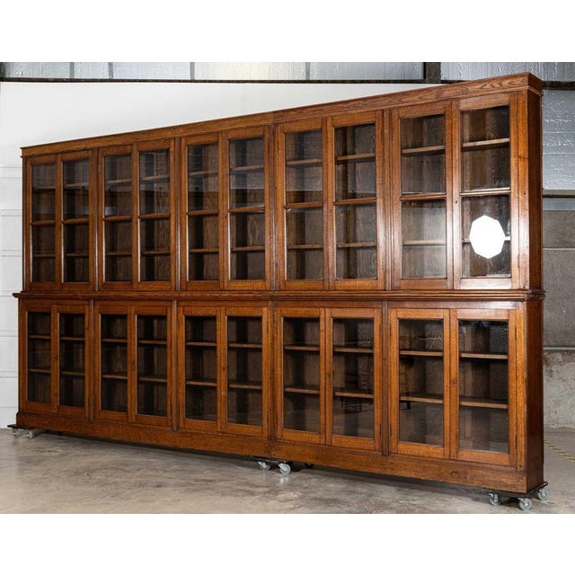Antique Oak Glazed Library Bookcase, 1890 For Sale - Image 6 of 16