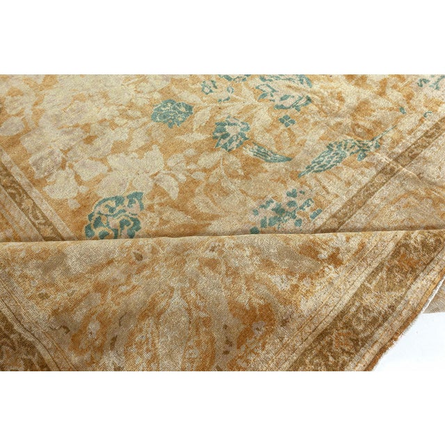 Authentic 19th Century Indian Beige Wool Rug For Sale - Image 4 of 9