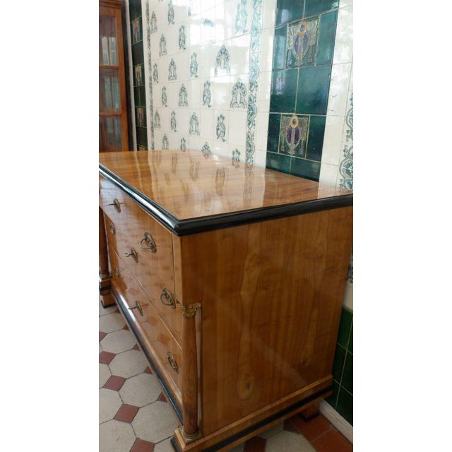 Biedermeier Cherry Wood Chest of Drawers with Columns, 1830 For Sale - Image 14 of 15