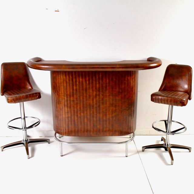 MidCentury Modern Chromcraft Bar / Barstool Set Set of 3 Chairish
