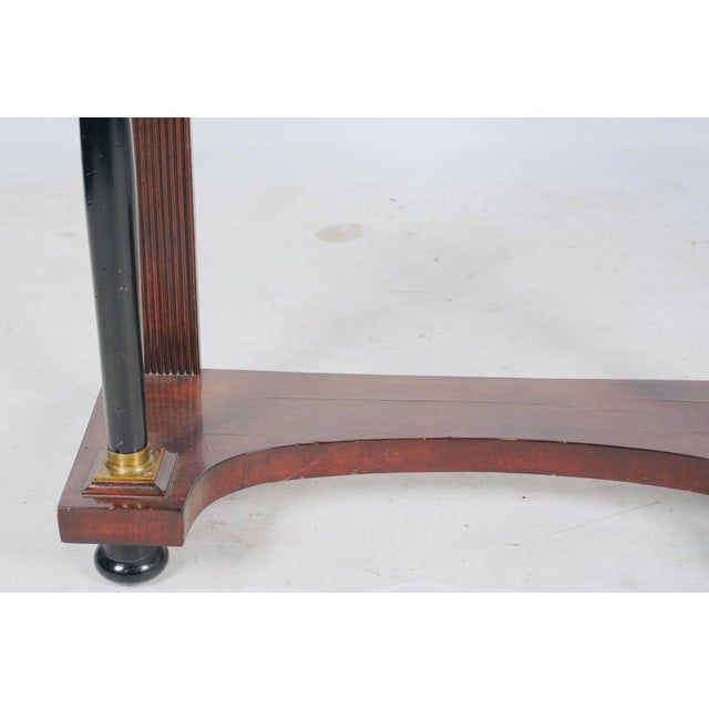 Glorya Kaufman Estate, Empire Revival Console Table Ebonized Columns & Brass Mounts 20th C. For Sale - Image 4 of 7