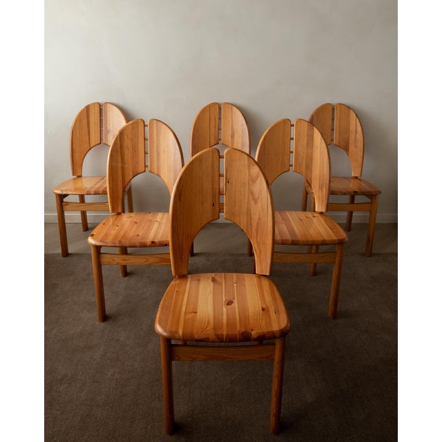 Scandinavian Brutalist Pine Dining Chairs, 1970s, Set of 6 For Sale - Image 4 of 18
