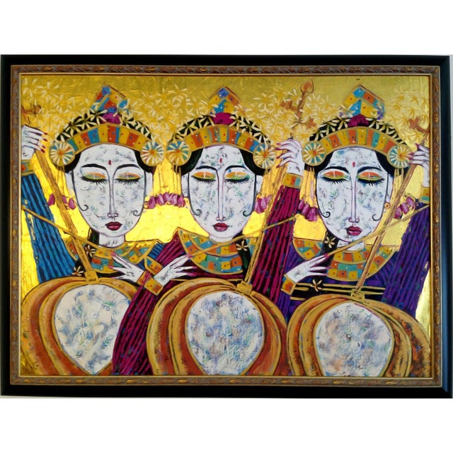 Oil painting mix-media gold leaf.