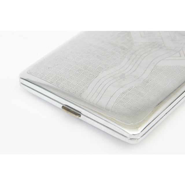 1930s Vintage Art Deco Silver Tooled Card Case, 1930's For Sale - Image 5 of 12