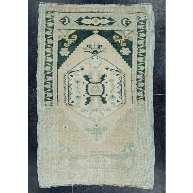 Sky Blue Turkish Mini Rug Oriental Hand Knotted Vintage Rug 2' x 3'2" #16892 For Sale - Image 8 of 8