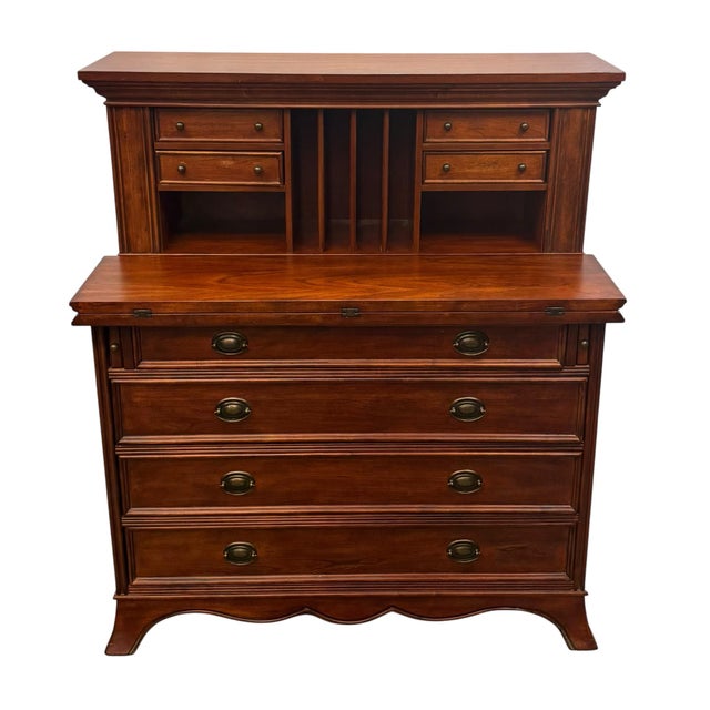 Vintage Traditional American Style Secretary Desk featuring High Quality Hardwood Construction, Cherry Wood Finish,...