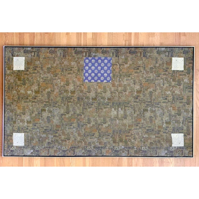 19th Century Antique Framed Japanese Silk Kesa Monk's Robe Edo Period For Sale - Image 5 of 12