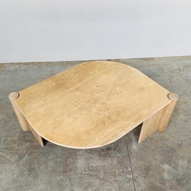Beige Italian Travertine Coffee Table, 1980s For Sale - Image 8 of 12